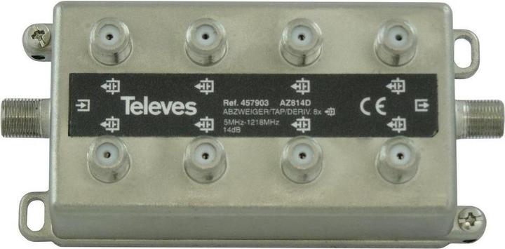 Actual product image Televes AZ814D 8-way splitter 5-1218 MHz AD:14dB 457903 (14 dB, Manifolds and Branchers)