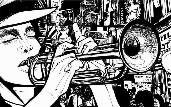 Immagine prodotto Trenddeko Suono di un musicista di strada (480 x 300 cm)
