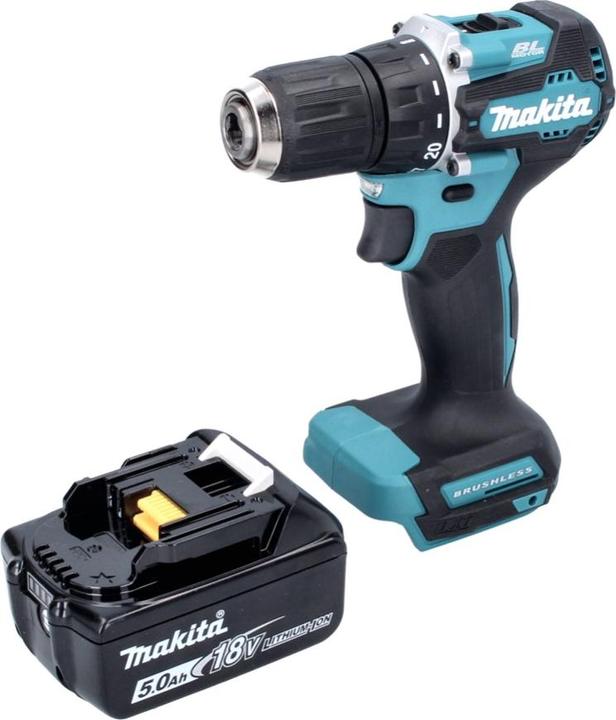 Actual product image Makita DDF 487 T1 Cordless drill driver 18 V 40 Nm Brushless + 1x battery 5.0 Ah - without charger (Rechargeable battery operated)
