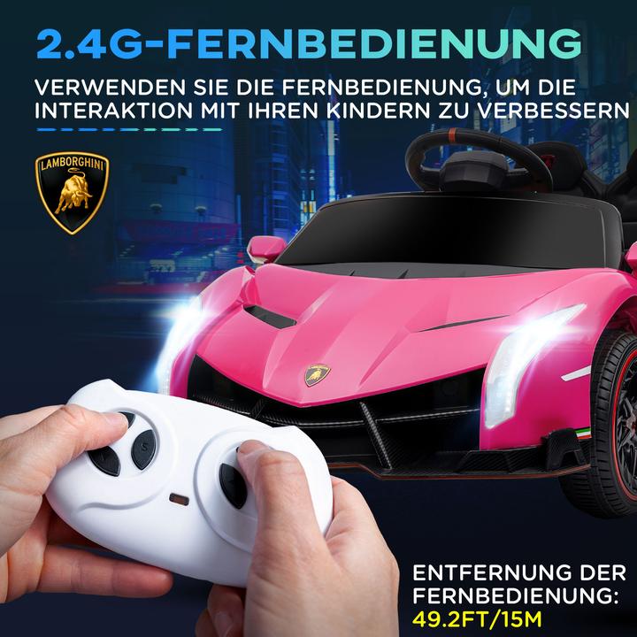 Produktbild Swisshandel24 Lamborghini Kinderauto, pink, Fernbedienung, Bluetooth, 30kg Belastbarkeit (12 V)