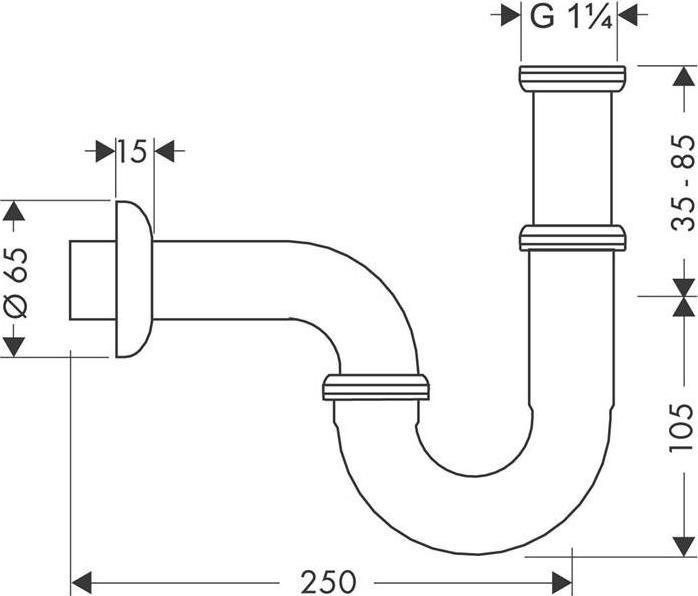 Image du produit hansgrohe HG Siphon tubulaire modèle standard chrome (Siphon tube, 1 1/4")