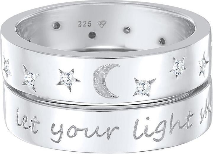 Actual product image Elli Ring Moon Star - Let Your Light Shine 925 Silver (56, 925 Silver)