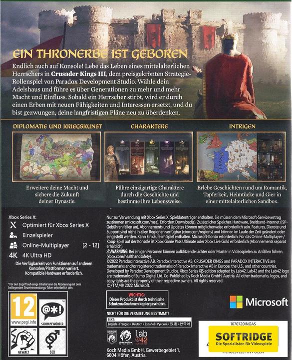 Produktbild Paradox Interactive Crusader Kings III Day One Edition (Xbox Series X, DE)
