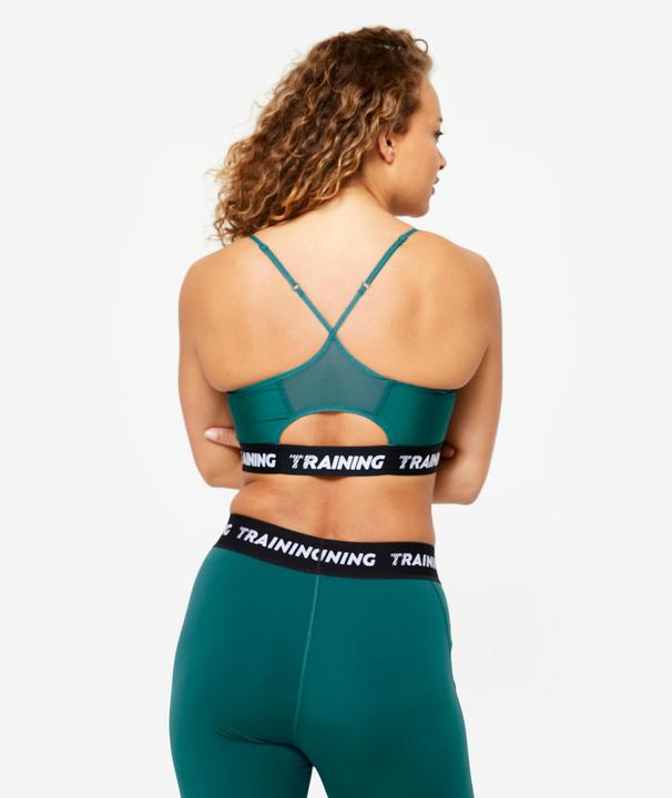 Produktbild Decathlon Sport-BH Bustier Damen schmale überkreuzte Träger - türkis (M)