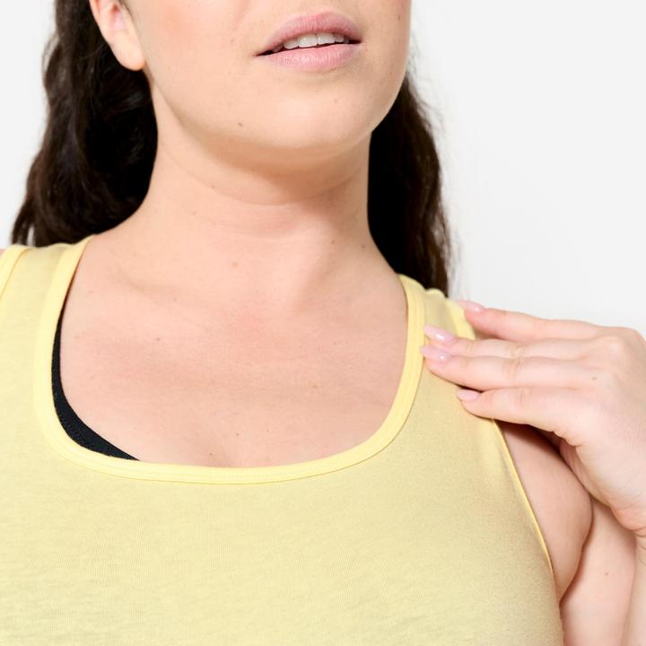 Image du produit Domyos Débardeur slim col rond fitness femme, jaune pastel (XS)