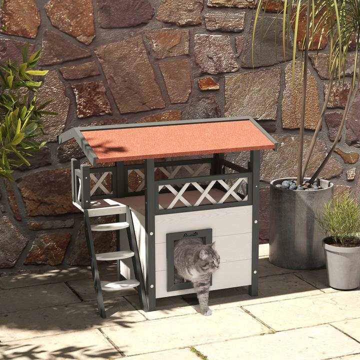 Immagine prodotto PawHut Casa per gatti con scale e tetto (Gatto)