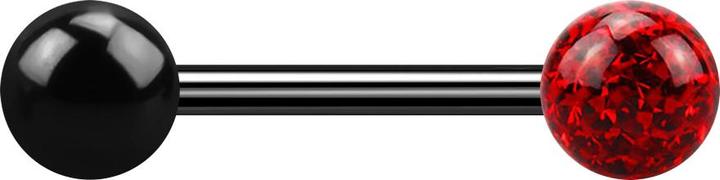 Actual product image Star Piercing Barbell schwarz mit Kugel und Kristallkugel rot Epoxy Schutzschicht (without brass, Titanium G23)