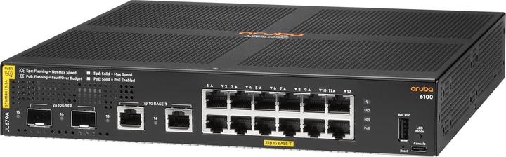 Image du produit HPE Aruba 6100 12G Class4 PoE 2G/2SFP+ 139W Switch (12 Ports)