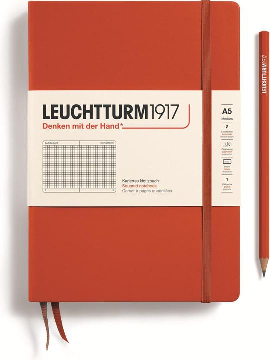 Produktbild Notizbuch Medium A5, Kariert, Rot, Produkttyp (A5, Kariert, Harter Einband)
