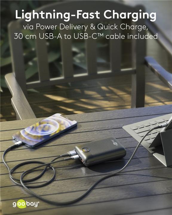 Immagine prodotto Goobay Powerbank compatto da 20.000 mAh (20 mAh, 22.50 W, 77 Wh)