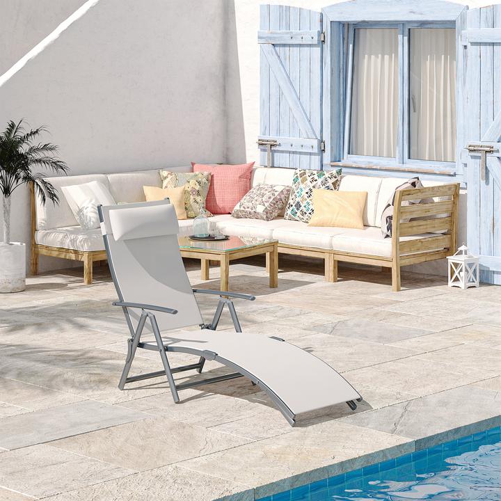 Image du produit Outsunny Chaise longue de jardin avec coussin (180 cm)