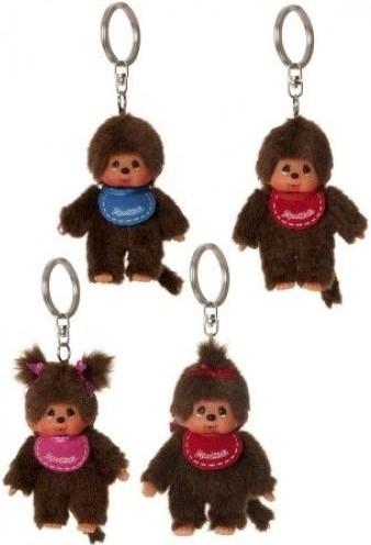 Produktbild Monchhichi Sekiguchi 2534 Original Mädchen oder Junge, aus braunem Plüsch, mit Lätzchen, Schlüsselanhänger,...