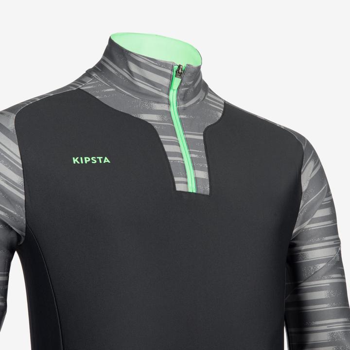 Produktbild Kipsta Damen/Herren Fussball Sweatshirt 1/2 Zip - Viralto PXL grau/grün (M)