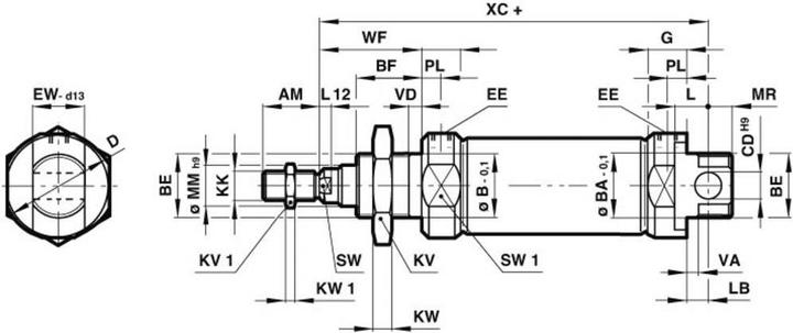 Actual product image Norgren RM/8025/M/160 Round cylinder Stroke length: 160 mm 1 pc.