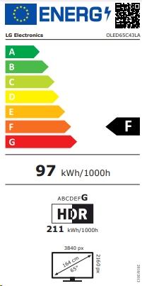 Energie-Label LG OLED65C43LA 4K OLED evo TV 164 cm (65) (65", C4, OLED, 4K, 2024)