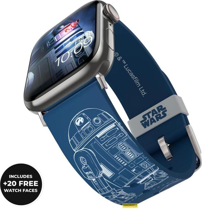 Actual product image Moby Fox Bracelet Smartwatch Star Wars R2-D2 Blueprints 22 mm (22 mm, Stainless steel, Silicone)