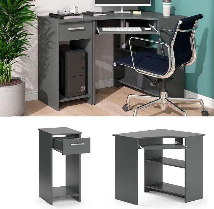 Immagine prodotto Vicco Scrivania angolare Odin, antracite, 83 x 76 cm Set con mobile porta PC
