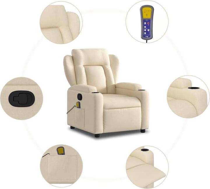 Produktbild VidaXL Massagesessel Creme Stoff,Farbe: Creme,Material: Stoff (100