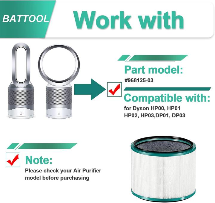 Actual product image Battool HEPA-Ersatzfilter für Dyson Luftreiniger (1 x)