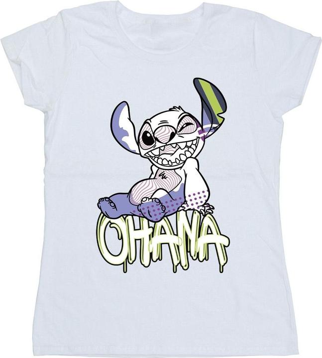 Actual product image Disney Womens/Ladies Lilo And Stitch Ohana Graffiti Cotton T-Shirt (L)