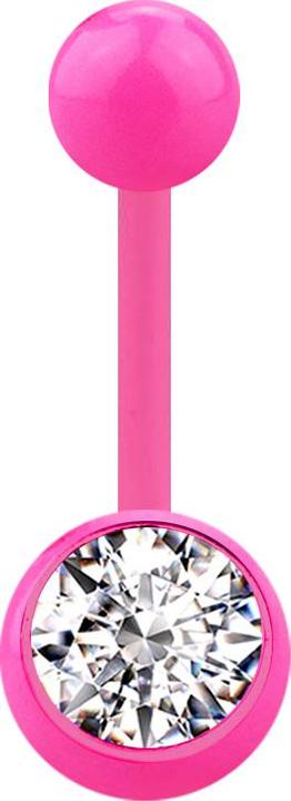 Image du produit Star Piercing Banane rose avec boule et boule de cristal argentée (sans laiton, Acrylique)