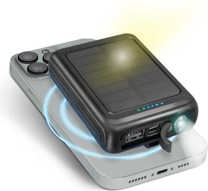 SBS 5000 mAh solar power bank with wireless charging (5000 mAh)