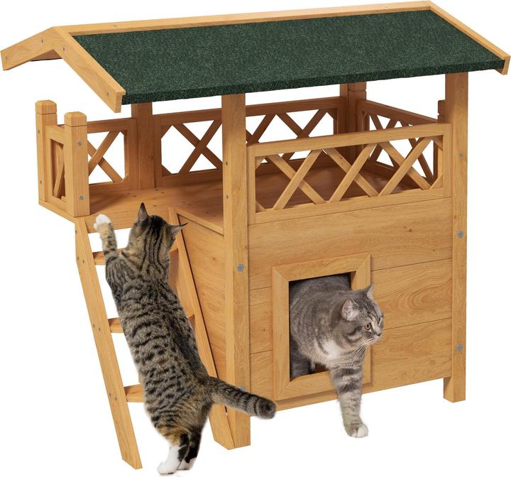 Produktbild PawHut Katzenhaus mit Treppe und Dach (Katze)