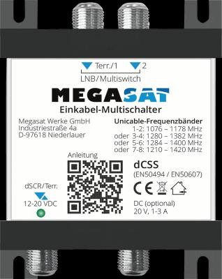 Image du produit Megasat 0600211 Commutateur multiple SAT Entrées 3 2 SAT/1 terrestre (Multi commutateur)