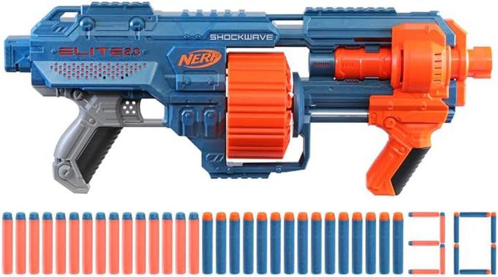 Actual product image Nerf Elite 2.0 Shockwave RD-15 Blaster, 30 Darts, 15-dart rotating drum, rapid fire, with E