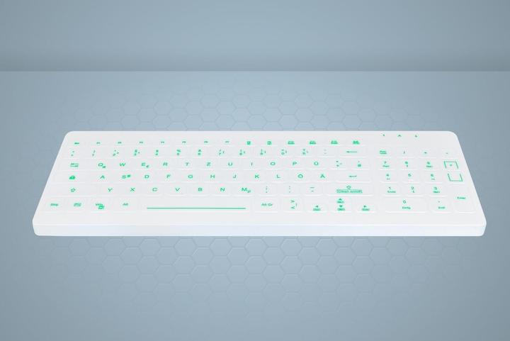 Produktbild Active Key Hygiene Backlit Compact Keyboard with NumPad Fully Sealed Watertight USB White (DE, Kabelgebunden)