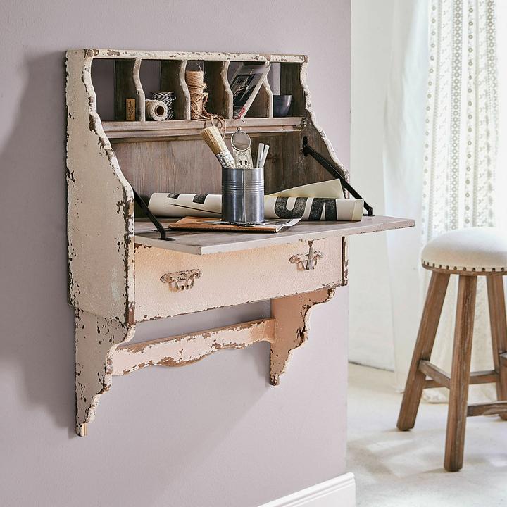 Image du produit Loberon Secrétaire mural Sandrine beige antique (60, 80, 22 cm)