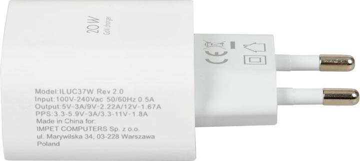 Produktbild iBox C-37 USB-C PD20W WALL CHARGER USB-C TO LIGHTNING CABLE (20 W)