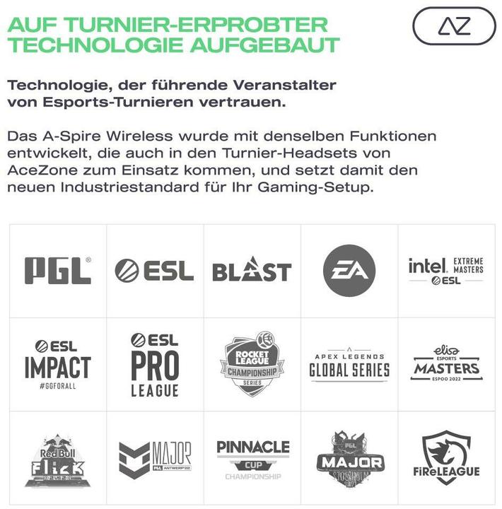 Produktbild AceZone A-Spire kabelloses Gaming-Headset schwarz (Kabellos, Kabelgebunden)