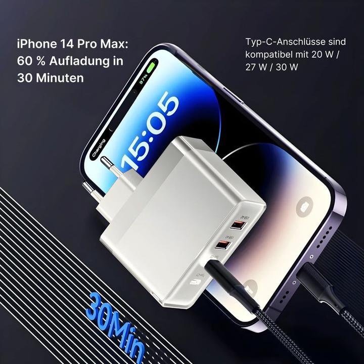 Immagine prodotto Hermex Caricabatterie 100W veloce USB-A USB-C alimentatore a 4 porte (100 W)