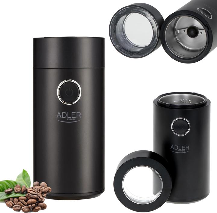 Produktbild Adler Coffee grinder AD4446bs 150 W, Coffee beans capacity 75 g, Lid safety switch, Juodas (EU-Stecker)