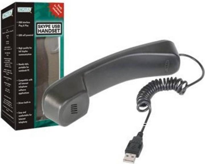 Actual product image Digitus Telephone Hoerer USB for Skype MSN ICQ X-lite Dialpad MediaRing Net2phone etc. black
