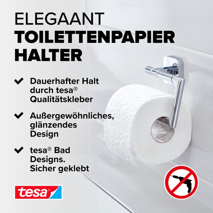 Actual product image tesa ELEGAANT toilet roll holder incl. adhesive solution without drilling