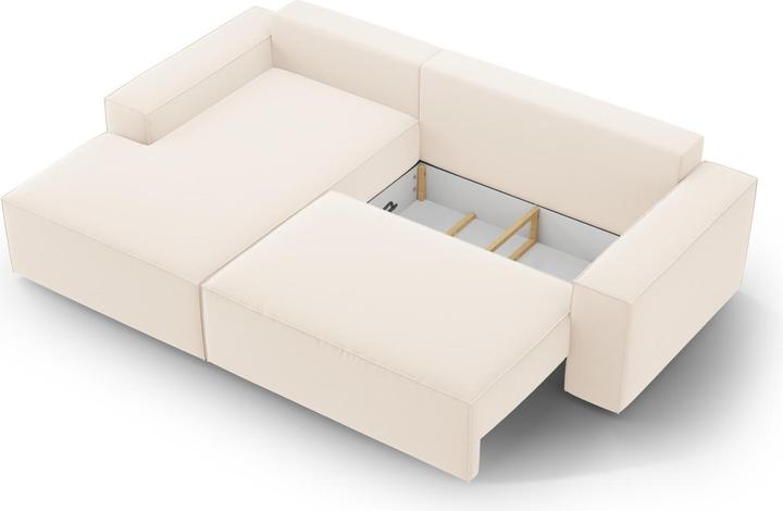Actual product image Micadoni Velvet Left Corner Sofa With Bed Function And Box, "Jodie", 3 Seats, 246x151x86 Made in Europe (Corner sofa)