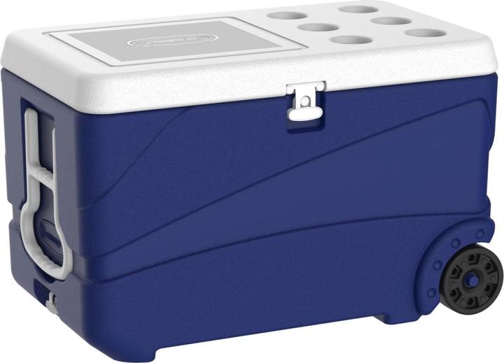 Linum Cassetta di trasporto isolata blu da 80lt con rotelle e coperchio (80 l)