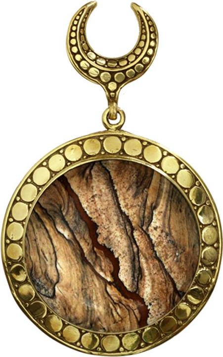 Star Piercing Sattel vergoldet Anhänger Teller mit Picture Jasper Stein (Messing, Mineralisch)