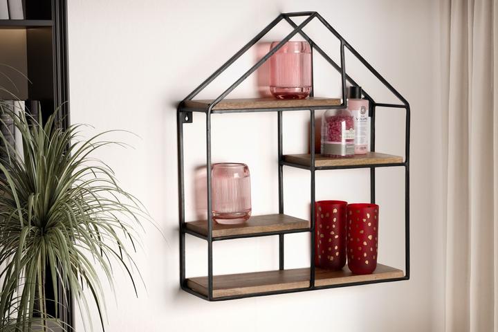 Immagine prodotto FineBuy Scaffale a muro FB92219 Metallo Nero (50 x 60 x 14 cm)