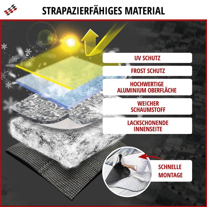 Actual product image Walser Premium thermal windscreen protector with side mirror cover, car windscreen cover 147x120 cm