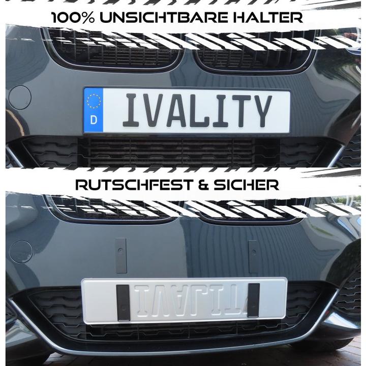 Image du produit Ivality Support de plaque d'immatriculation sans cadre (Avant + arrière)