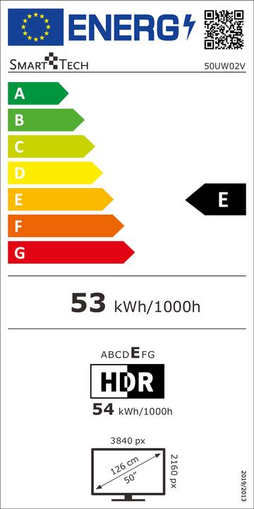Label énergétique Smart Tech 50UW02V Smart TV 50 pouces (50", LED, 4K)