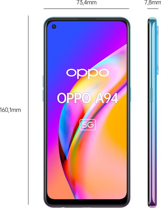 OPPO A94 5G (128 GB, Cosmo Blauw, 6.43", Dubbele SIM, 48 Mpx, 5G)