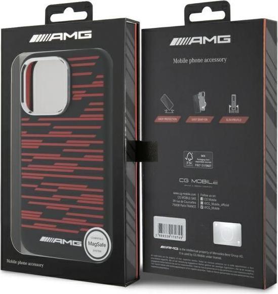Immagine prodotto Mercedes AMG AMHMP16X24SSRRK Custodia rigida per iPhone 16 Pro Max 6,9" in silicone con grafica nera MagSafe (Apple iPhone 16 Pro Max)