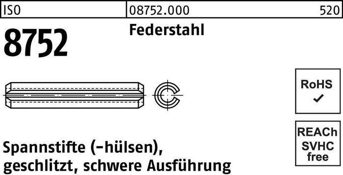Actual product image Dowel pin ISO 8752 slotted 2 x 16 spring steel heavy duty ISO 8752