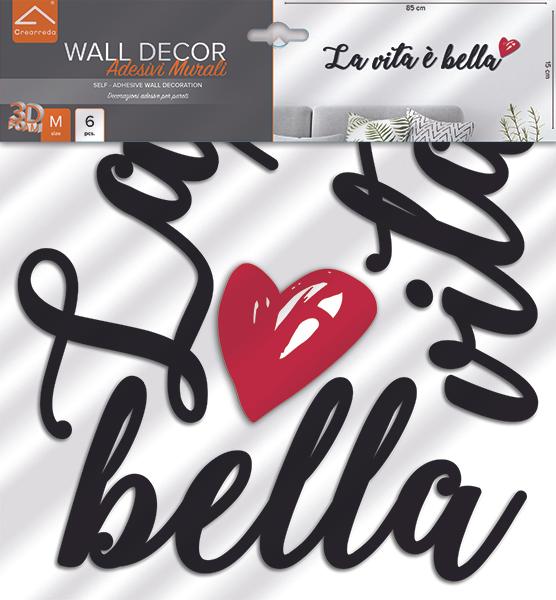 Actual product image Crearreda Foam Wall Sticker 31x31 cm La Vita è Bella (31 x 31 cm)