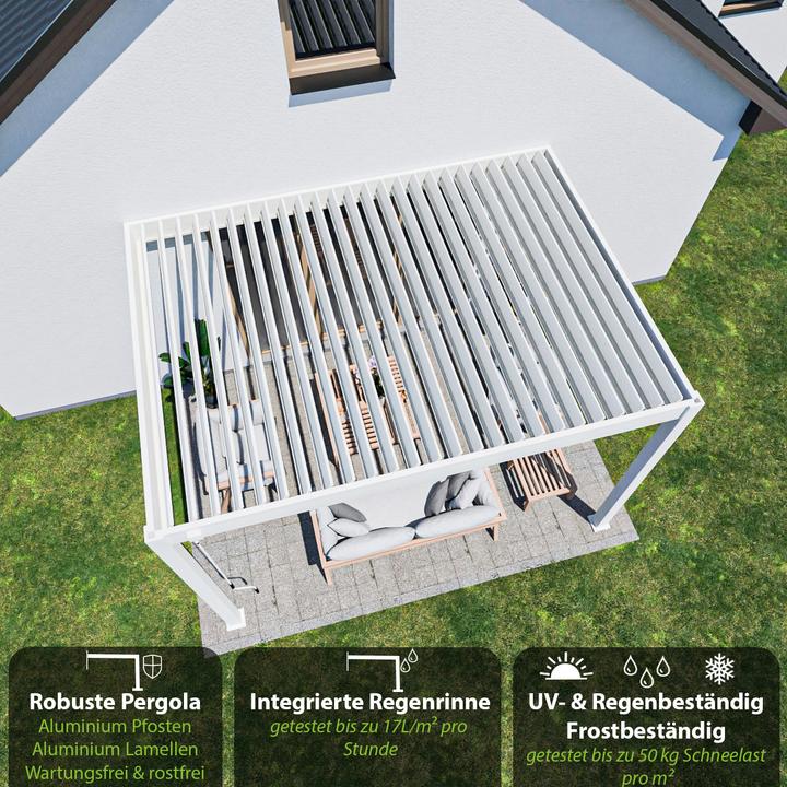 Produktbild Weide Wandpergola Deluxe Plus 3x4m Weiss (400 cm, 300 cm)
