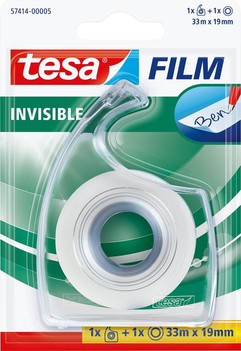 tesa 1x tesafilm INVISIBLE mit Handabroller, matt-unsichtbar, alterungsbeständig und reissfest